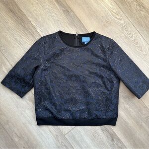 Simply Vera Vera Wang Black Floral Lace Print Blouse